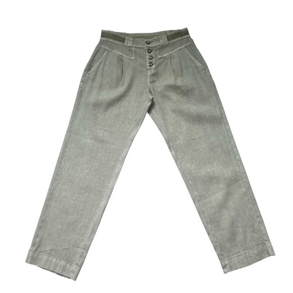 Sundance Quinn Button Front Linen Blend Slouchy Beige Pants Sz 0 Petite Boho - Picture 2 of 8